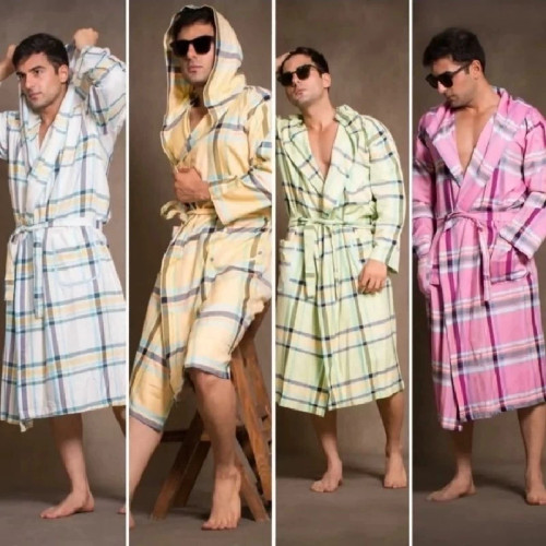 حوله تن پوش ابراهیمی سایز اسمال s حوله یزدی پالتویی نخی جنس 100 درصد نخ حوله تنپوش کد ۶۸۳۱