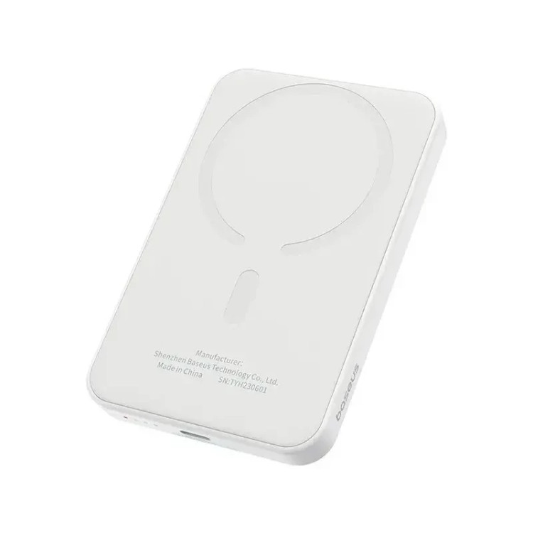 پاور بانک بی سیم مگنتی باسئوس مدل Magnetic Mini Wireless 20w با ظرفیت 5000 میلی امپر
