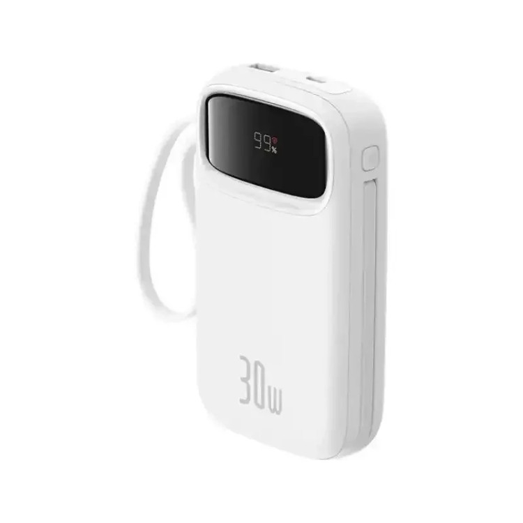 پاوربانک باسئوس مدل Qpow2 DualCable-30w با ظرفیت 10000 میلی آمپر