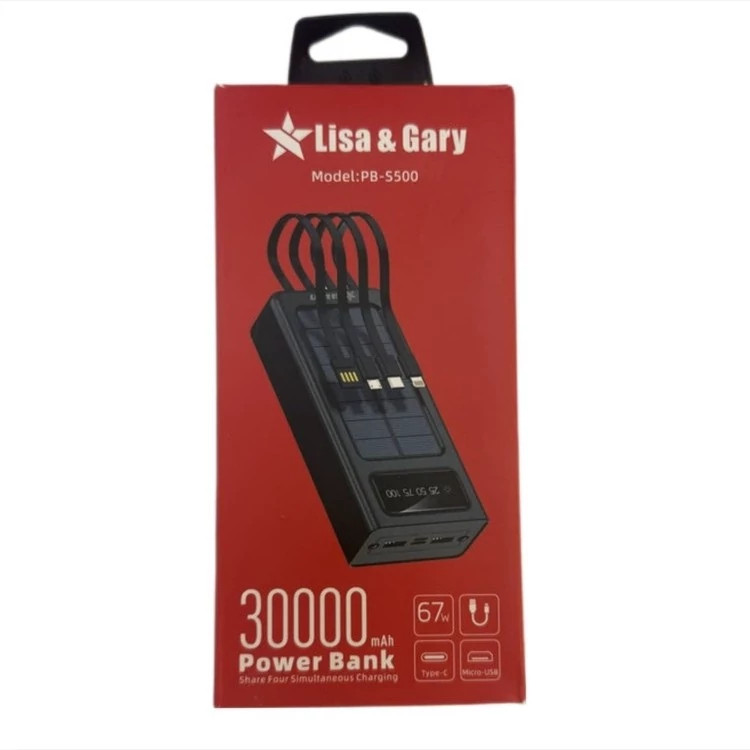 پاور بانک اصلی لیزا و گری مدل PB5500 ظرفیت30000 میلی آمپرساعت Lisa and Gary Power Bank Model PB5500 Capacity 30000 mAh ب