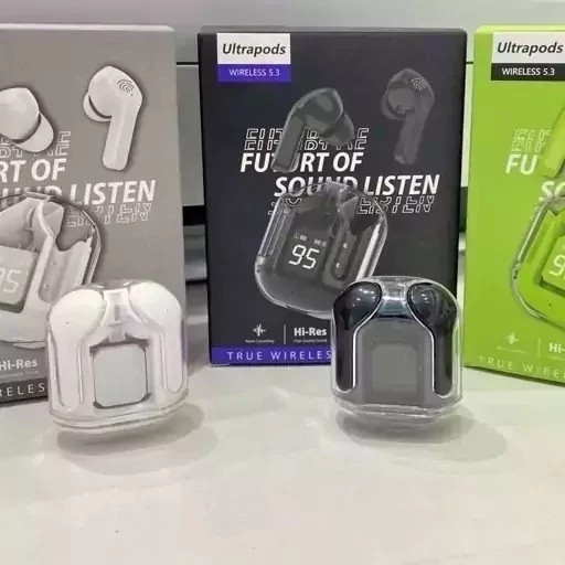 ایرپاد بلوتوث Ultrapods Max مدل شیشه ای طراحی بسیار جذاب