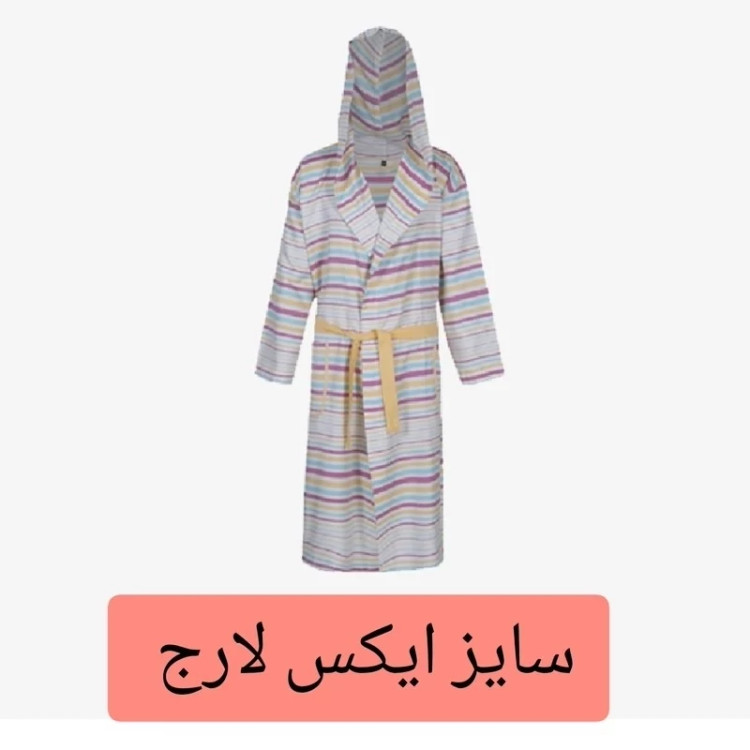 حوله تن پوش ابراهیمی سایز ایکس لارج XL حوله یزدی حمام پالتویی نخی جنس 100 درصد نخ حوله تنپوش