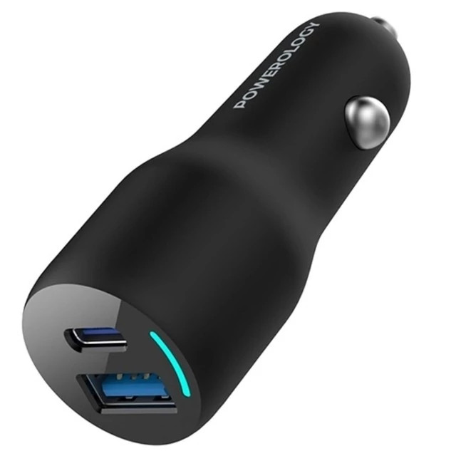 شارژر فندکی فست شارژ ماشین USB و تایپ سی 53 وات پاورولوژی PCCSR012 Powerology