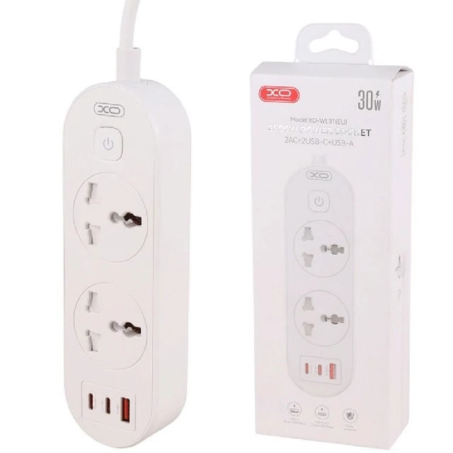 چندراهی برق ایکس او WL31 XO WL31 (EU) Way Electricity Adapter 1.5m With 1 USB And 2 Type-C Por