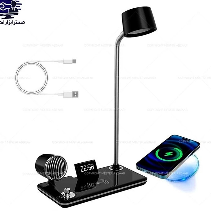 شارژر وایرلس اسپیکر دار و چراغ مطالعه مدل bt speaker 4 in 1