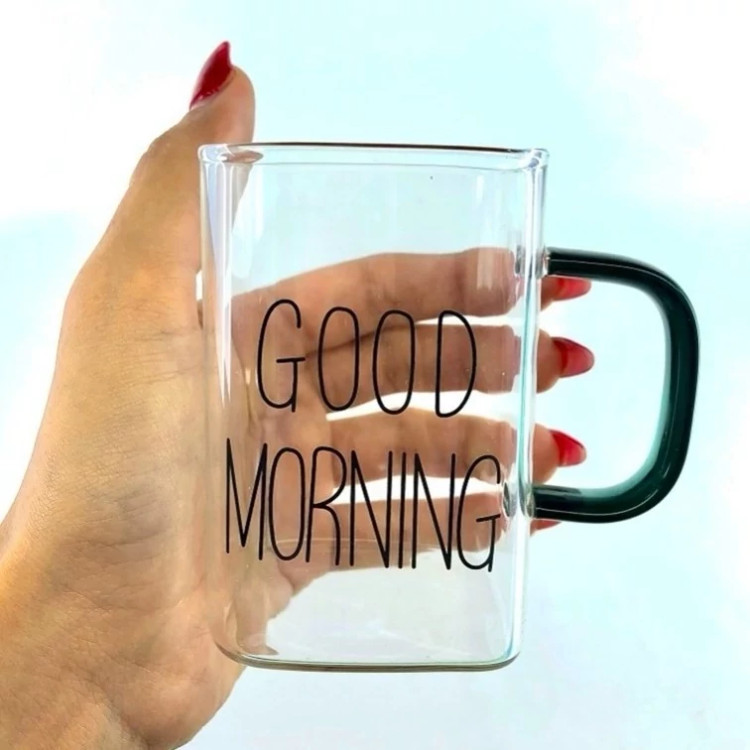لیوان طرح Good Morning مدل مربعی ( در دو سایز )