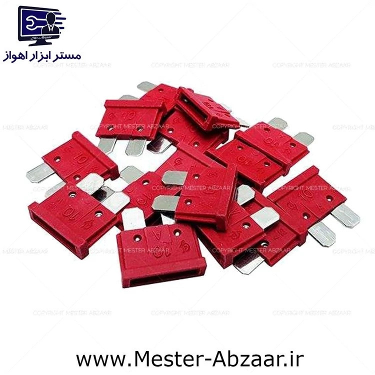 فیوز 10 آمپر لیسانس آلمان قرمز ماشین خودرو ایرانی پراید کوییک تیبا برند فلوزر مدل FLOSER 10
