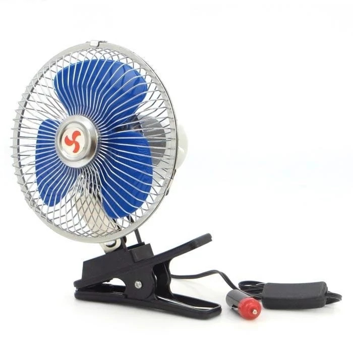 پنکه ماشین فن گیره ای خودرو فندکی 12 ولت توری فلزی مدل مینی OSCILLATING FAN میتوانید قطر 6 اینچ( 17 سانتی) و 8 اینچ (22