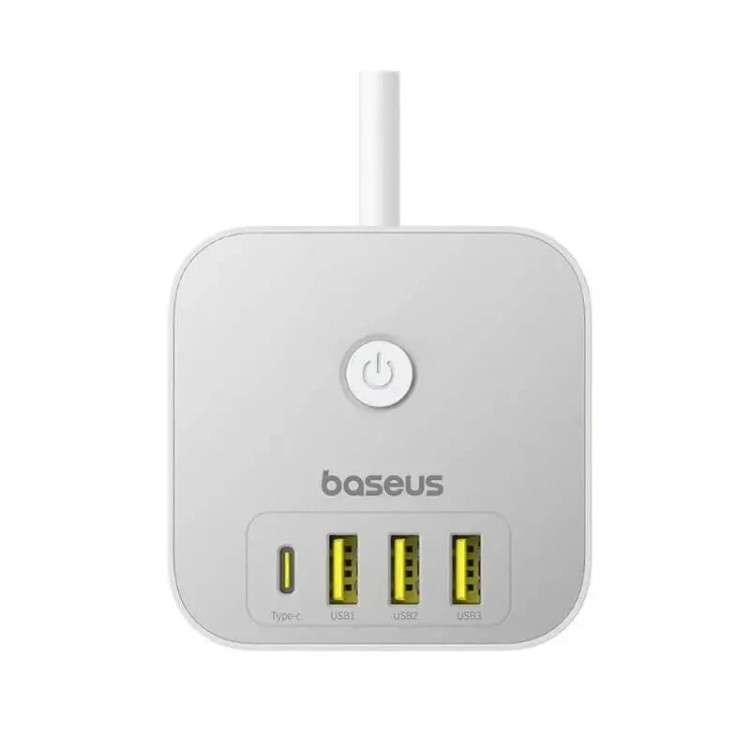 شارژر رومیزی 7 پورت باسئوس مدل PowerCombo Cube 3AC+3U+1C توان 20 وات طول کابل 1.5 متر