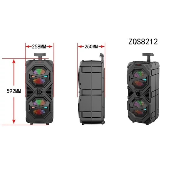اسپیکر شارژی بلوتوثی قابل حمل دبل 8 اینچ مدل ZQS-8212