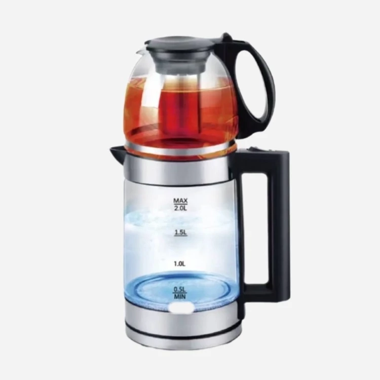 چای ساز یونیک مدل UL124 ظرفیت ۲ لیتر با کتری پیرکس و قوری ۰.۸ لیتر