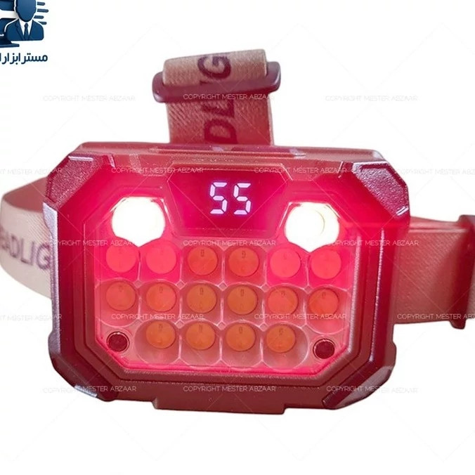 هدلایت چراغ پیشانی شارژی با نشانگر شارژ سنسوردار 5 حالته مدل YD-09 جنس بدنه پلاستیک ABS نشکن و محکم و بادوام و ضد ض