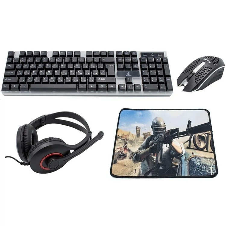 ست کیبورد و ماوس سیم دار گیمینگ به همراه پد ماوس و هدست JEQANG مدل JK-988 Wired gaming keyboard and mouse set with mouse