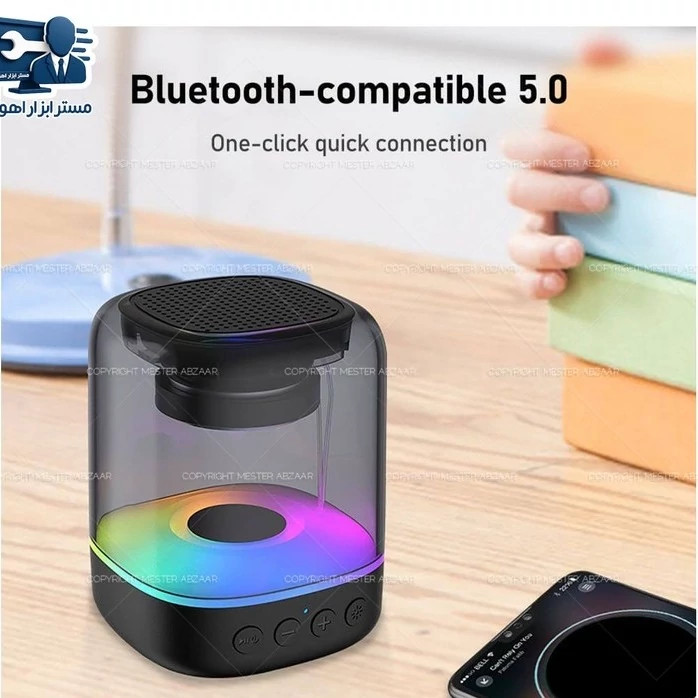 اسپیکر بلوتوثی قابل حمل 7 رنگ RGB شارژی مسافرتی مینی مدل E-3052