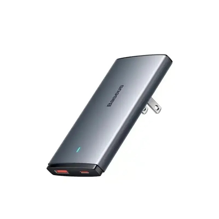 شارژر دیواری دو پورت باسئوس مدل GaN5 Pro Ultra Slim توان 65 وات (همراه کابل)