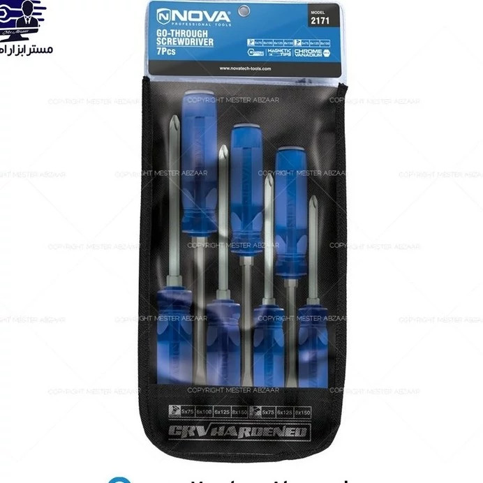 پیچ گوشتی ضربه خور کیفی 7 عددی نووا مدل NOVA 2171
