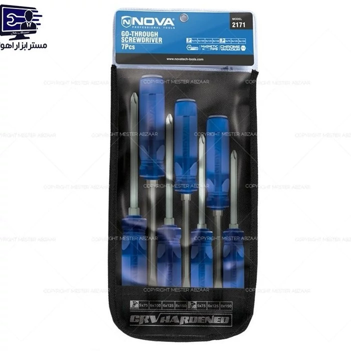 پیچ گوشتی ضربه خور کیفی 7 عددی نووا مدل NOVA 2171