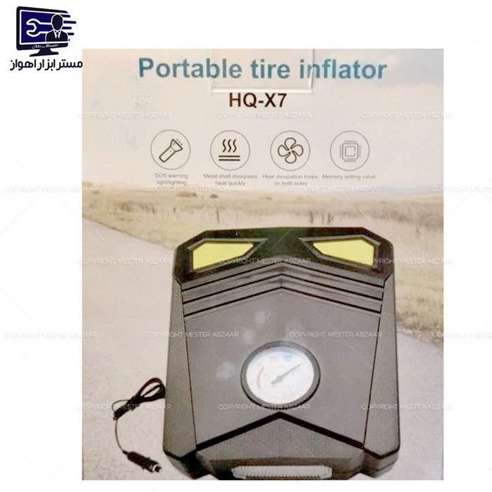 پمپ باد فندکی تک سیلندر خودرو کمپرسور هوا مسافرتی ماشین چراغ دار مدل HQ-X7