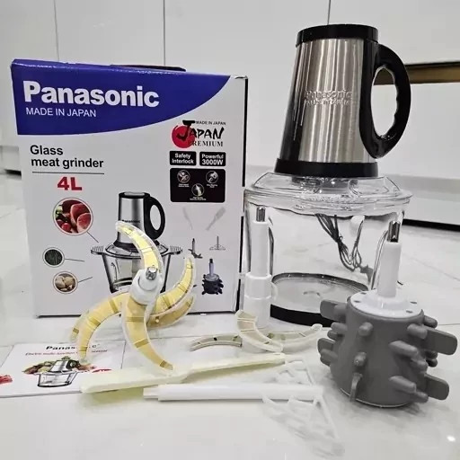 خردکن پاناسونیک 4 لیتری تیغ تیتانیوم6و4 موتور حک شده ژاپن با سیر پاک کن و همزن وقاشق کیفیت عالی ارسال رایگان