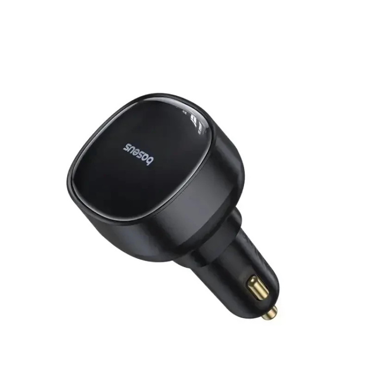 شارژر فندکی باسئوس مدل Enjoyment Pro Car Charger U+Retractable Type-C توان 60 وات