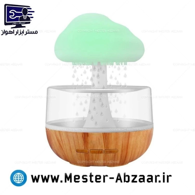 چراغ خواب آباژور رومیزی طرح قارچ باران زا دستگاه شبیه ساز باران و رطوبت 7 رنگ