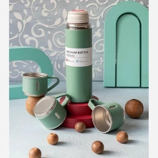 فلاسک مدل کادویی VlACUUM FLASK SET گنجایش 0.5 لیتر به همراه لیوان مجموعه 3