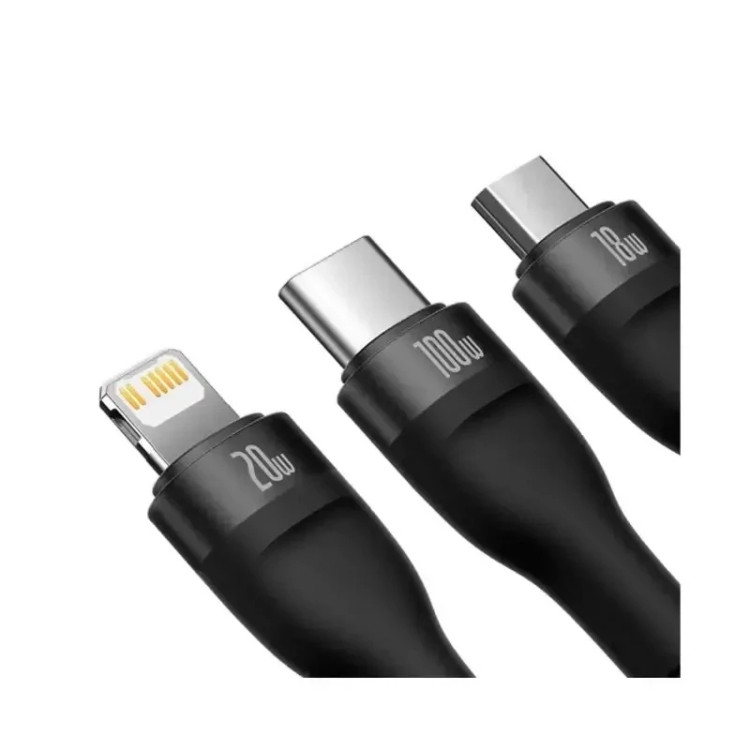 کابل شارژ 3 در 1 باسئوس مدل Flash Series 2 طول 1.2 متر 100 وات