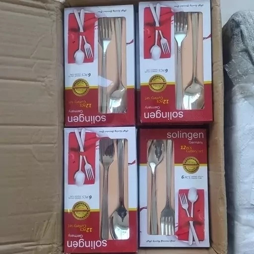ست قاشق و چنگال استیل سولینگن آلمان حک شده 12 تایی 6 قاشق و 6 چنگال