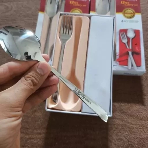 ست قاشق و چنگال استیل سولینگن آلمان حک شده 12 تایی 6 قاشق و 6 چنگال