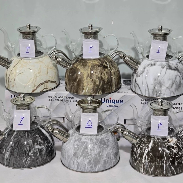کتری قوری سوتی یونیک UNIQUE (6 رنگ) وارداتی (3 لیتر) (0.6 لیتر)