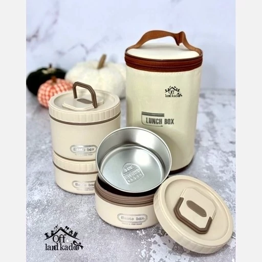 ست ظرف غذا و لانچ باکس 3 عددی کیف دار