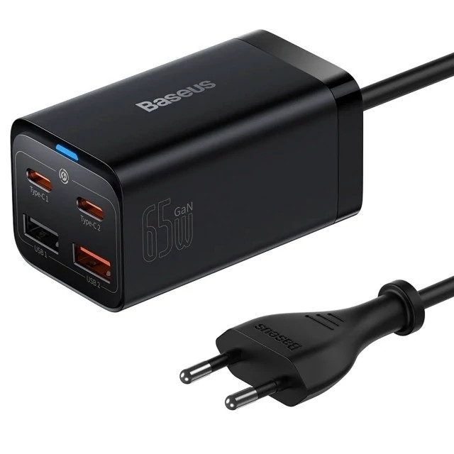 شارژر رومیزی فست 2 تایپ سی و 2 یواس بی 65 وات بیسوس GaN3 Pro Baseus