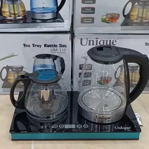 چایساز چای ساز کنارهمی صفحه لمسی یونیک کتری شیشه ای 2200 وات