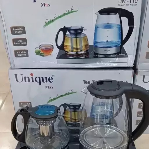 چایساز چای ساز کنارهمی صفحه لمسی یونیک کتری شیشه ای 2200 وات