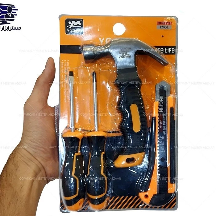 ست ابزار 4 چهار تکه چکش و پیچ گوشتی و کاتر برند YUOMEI