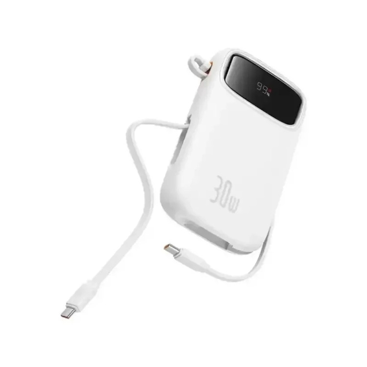 پاوربانک باسئوس مدل Qpow2 DualCable-30w با ظرفیت 10000 میلی آمپر