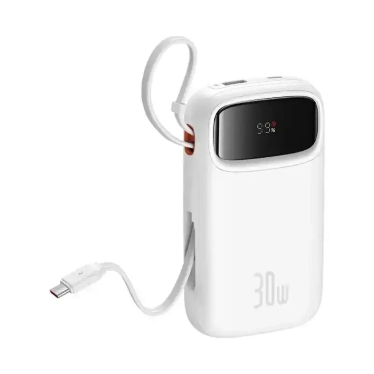 پاوربانک باسئوس مدل Qpow2 DualCable-30w با ظرفیت 10000 میلی آمپر
