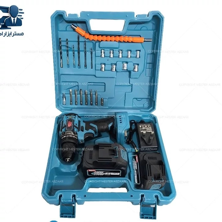 دریل شارژی براشلس طرح ماکیتا سه نظام فلزی 118 ولت دو باتری برند باس مدل BOSS 118W XGT