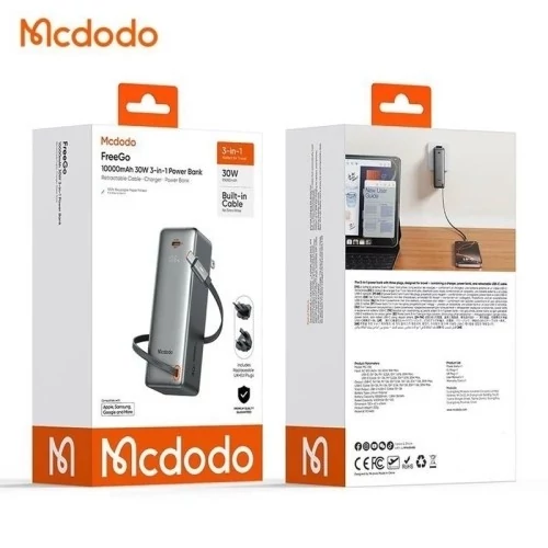 پاوربانک 30 وات مک دودو مدل MC-3181 ظرفیت 10000 میلی آمپر ساعت