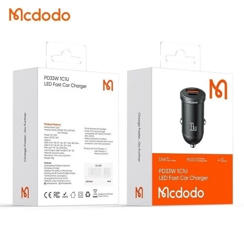 شارژر فندکی مک دودو مدل CC-2320 با توان 33 وات (Fast Charge)