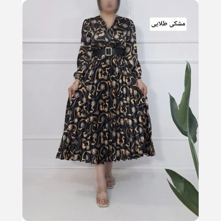 پیراهن مجلسی زنانه ساتن پلیسه مدل کلوش یقه چپ و راستی مناسب شیردهی
