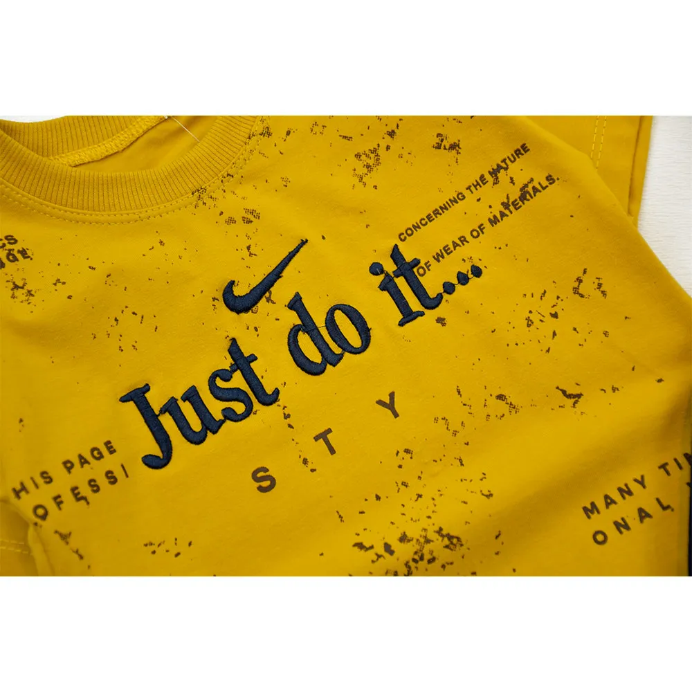 ست تیشرت و شلوارک پسرانه طرح JUST DO IT جنس پنبه ای