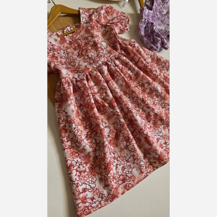 پیراهن دخترانه گلگلی خنک جنس کرپ مناسب سن 2 تا 8 سال