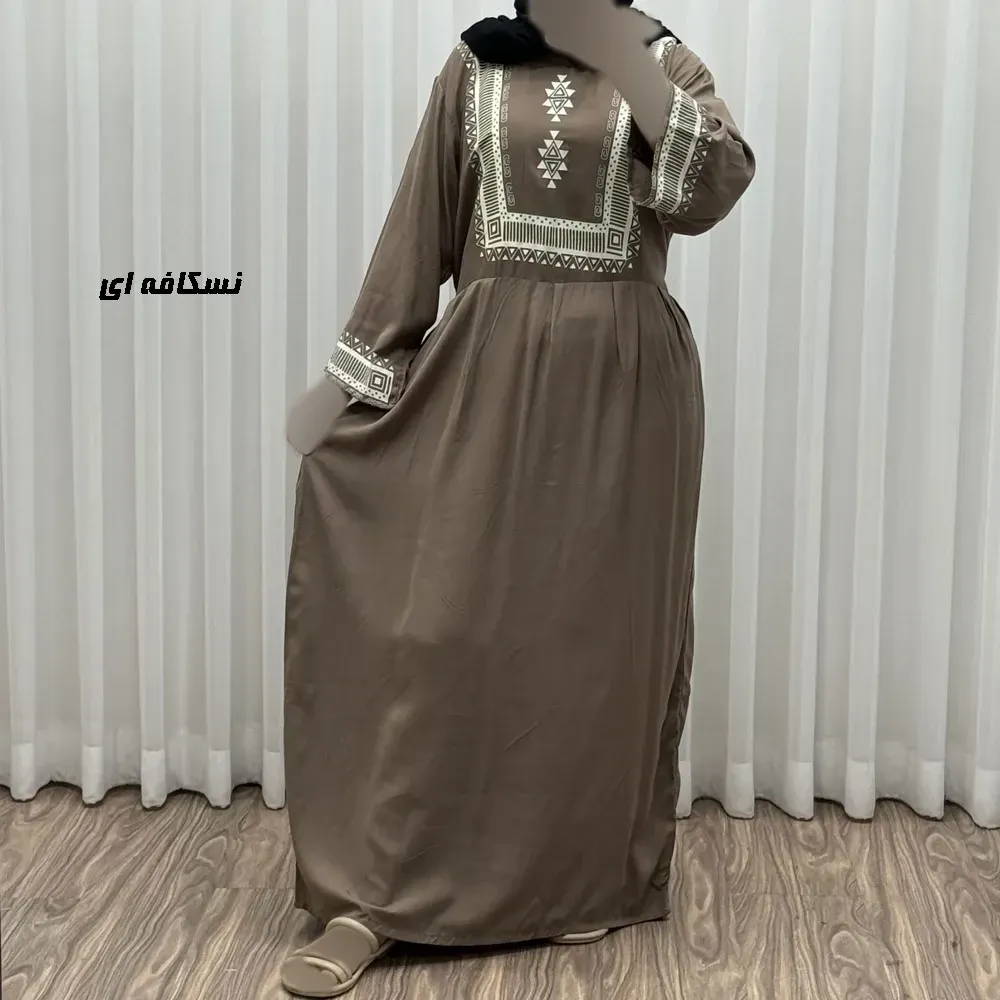 پیراهن ساحلی نخی زنانه مدل سرخپوستی فری سایز مناسب تا 44 با کمربند