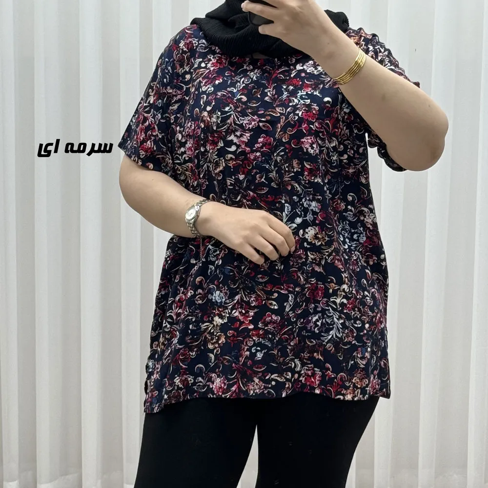 تیشرت نخی زنانه مدل پاپیا فری سایز مناسب تا سایز 50