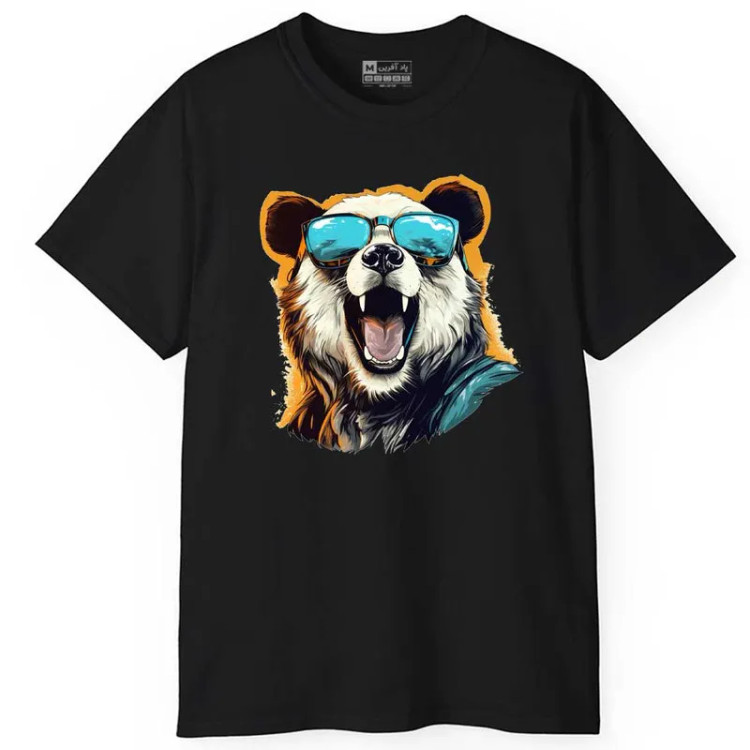تیشرت آستین کوتاه مردانه پاد آفرین مدل پاندای عینکی کد 1737 طرح چاپ مقاوم