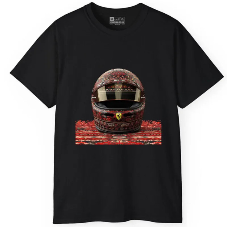 تیشرت آستین کوتاه مردانه پاد آفرین مدل کلاه موتور کد 1594 جنس نخ و پلی استر طرح چاپ مقاوم