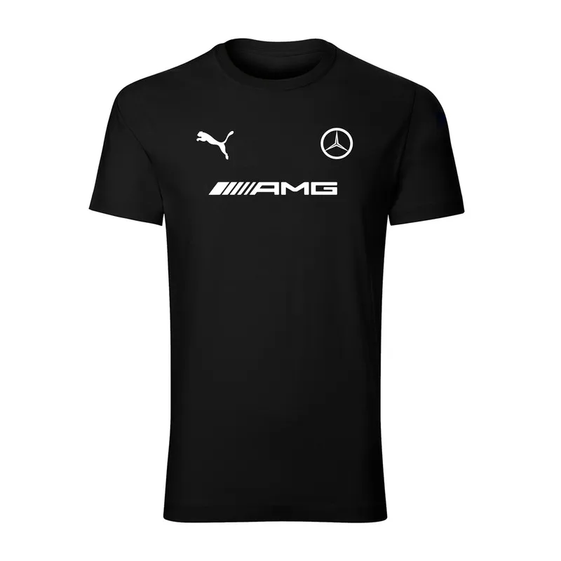 تی شرت آستین کوتاه مردانه مدل AMG کد 7980 مشکی یقه گرد نخی اعلا