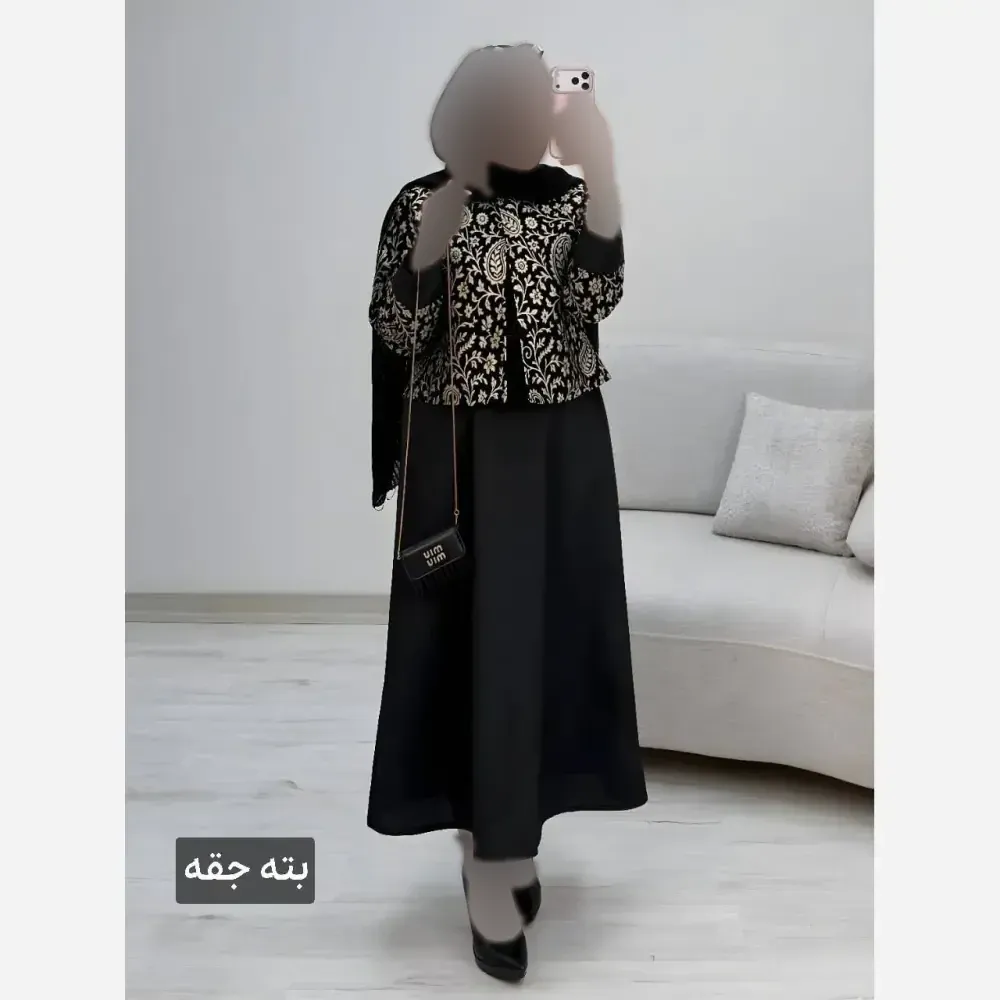 ست کت و سارافون زنانه مدل هما جنس پرشیا و تافته فری سایز 38 تا 46
