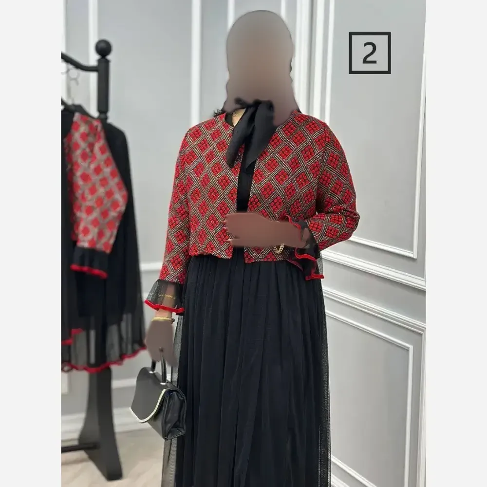 ست کت و دامن زنانه مدل گلرخ جنس تافته سوزن دوزی سایز فری 36 تا 46